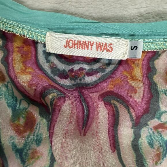 Johnny Was Silk Tunic Top Women's Size S Colorful Abstract Floral Boho Whimsical - Picture 4 of 9